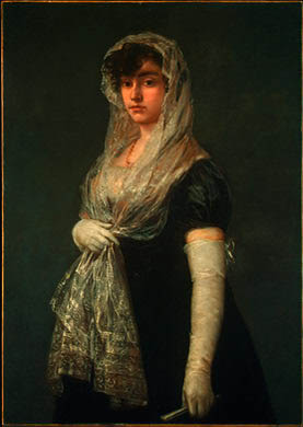 Joven dama con mantilla y basquina